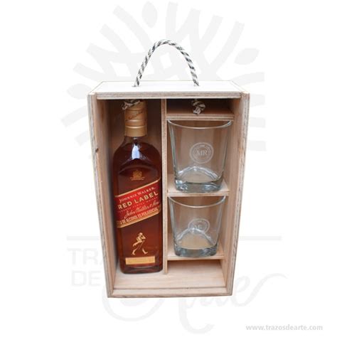 Caja Madera Para Whisky 22 X 34 X 11 Cm Trazos De Arte