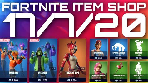 Fortnite Item Shop 17th July 2020 New Sunbird And Mezmer Styles