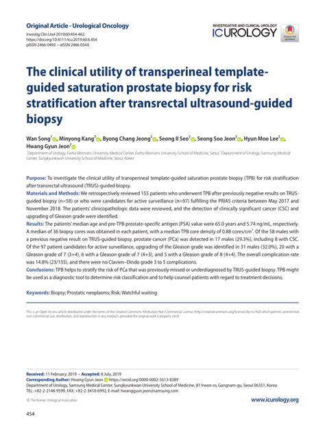 Pdf The Clinical Utility Of Transperineal Template Guided Saturation Prostate Biopsy For Risk