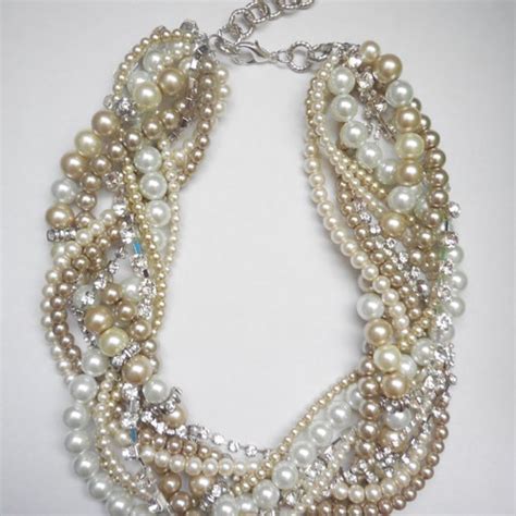 Chunky Statement Necklace Bridal Statement Necklace Pearl Etsy Australia