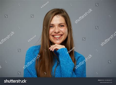 Happy Excited Woman Face Portrait Real Stock Photo 2210818277 ...