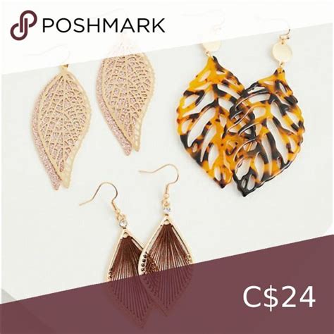 🆕gold Tone Leaf Earrings Set Set Of 3 Torrid Nwt Leaf Earrings