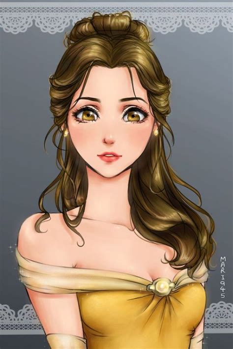 I Draw Disney Princesses As Anime Characters Belle The Beauty Disney Belle Anime Disney