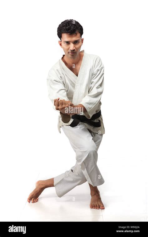 Young man judo stance Stock Photo - Alamy