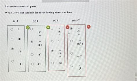 Solved Be Sure To Answer All Parts Write Lewis Dot Symbols