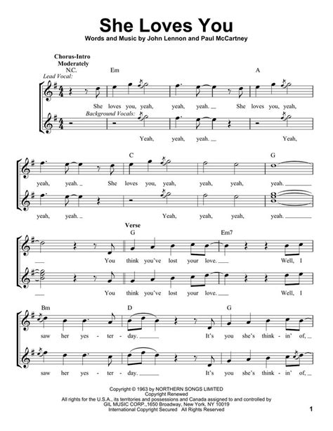 The Beatles She Loves You Sheet Music Notes Chords