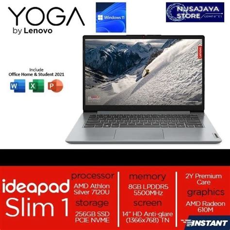 Jual Lenovo Ideapad Slim 1 14MN7 Athlon Silver 7120U 8GB 256SSD W11 OHS