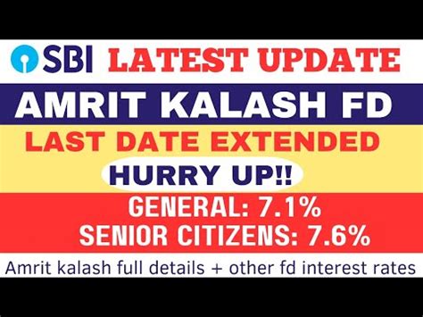 SBI Amrit Kalash Latest News 2023 Amrit Kalash SBI Fixed Deposit 2023