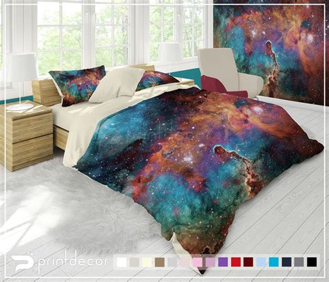 Colorful Nebula Bedding Set Galaxy Duvet Cover Set Deep Etsy