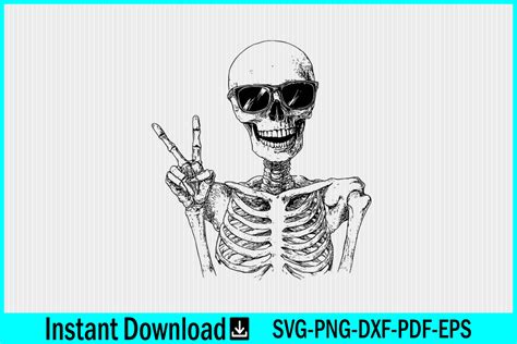 Funny Skeleton Peace Sign Svg Clipart Graphic By Craftabledesign