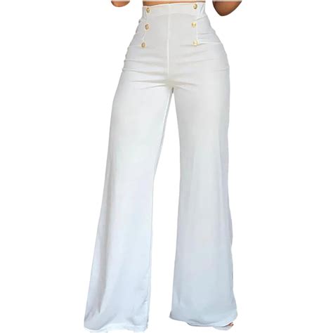 Dream Womens Trousers Solid Casual High Waisted On Baggy Wide Leg