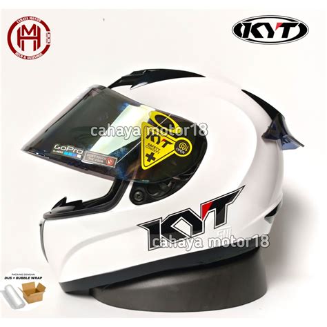 Jual Paket Ganteng Helm Kyt R White Solid Polos Putih Kaca Iridium