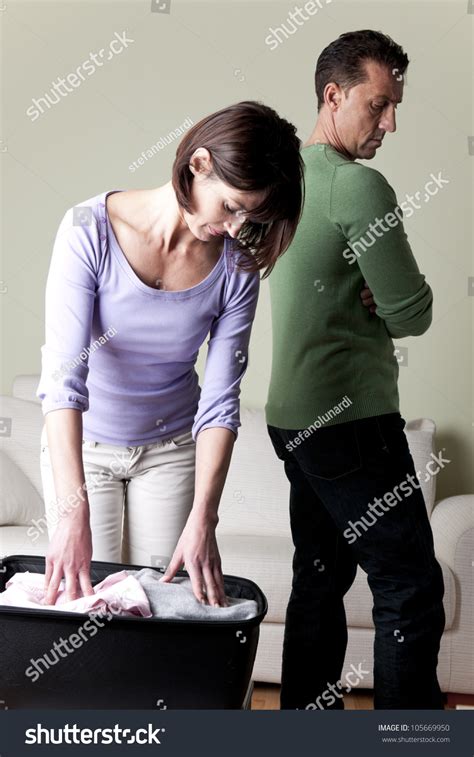 Couple With Problems Man Going Away Woman Going Away Stock Photo