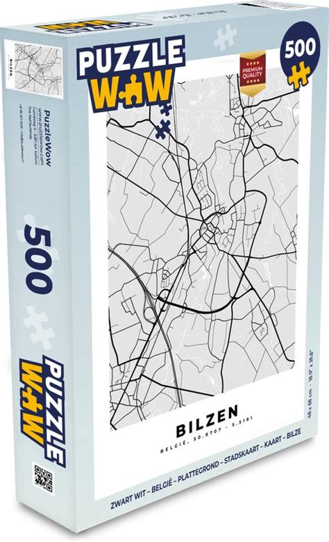 Puzzel Zwart Wit België Plattegrond Stadskaart Kaart Bilzen