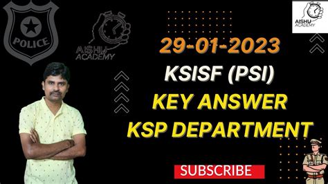 KSISF PSI KEY Answer KSP Department Lingaraj Patil KAS FDA SDA PSI PC