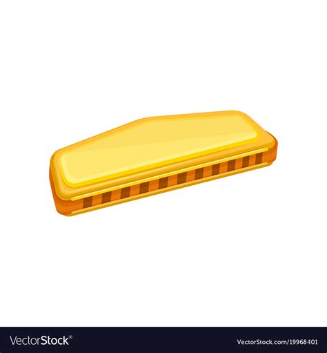 Cartoon of golden harmonica small Royalty Free Vector Image