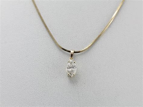 Bright Marquise Cut Diamond Pendant, Large Solitaire Diamond Drop