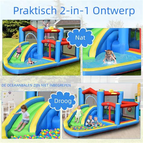 Opblaasbare Waterglijbaan Achtertuin Waterpark Voor Peuters 410 X 310 X