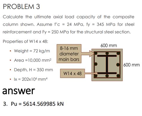 Solved PROBLEM 3 Calculate The Ultimate Axial Load Capacity Chegg