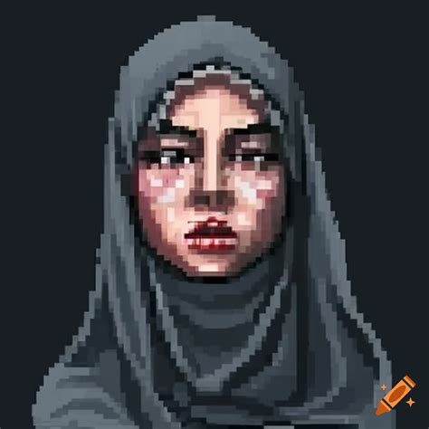 Pixel Art Of Hijabi Girl With Black Eyes On Craiyon