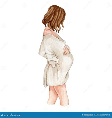 Watercolor Pregnancy Clipart Illustration Stock Illustration