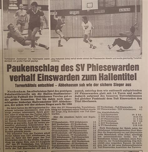 1986 1988 Hallen Ära des TuS Einswarden TSV Abbehausen