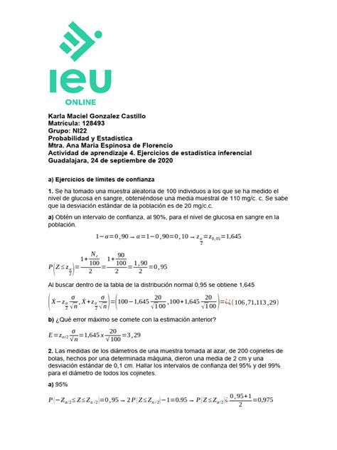 Gonzalezcastillokmacielact4ejercicios De Estadistica Inferencialsemana4 Descargar Gratis