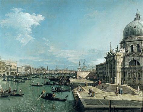 Paintings of Venice by the 18th-century artist Canaletto. The Entrance to the Grand Canal Santa ...