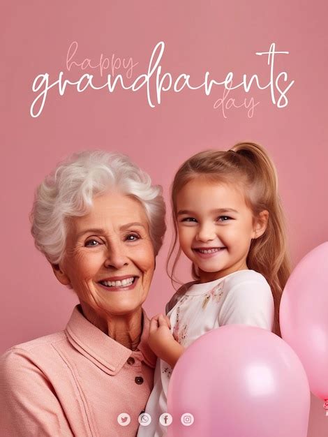 Psd Modifiable Bonne Fête Des Grands parents Avec Grand mère Et Petite