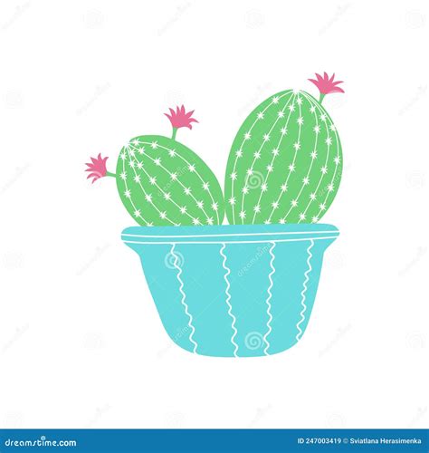 Hand Drawn Cacti Sketch Set For Stickers Prints Design And Decor