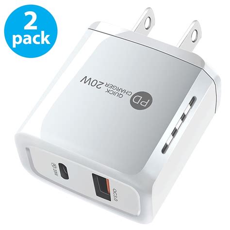 Usb C Wall Charger Block 20w 2 Pack Dual Port Pd Power Delivery Fast