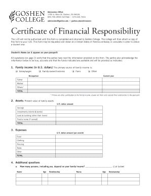 Fillable Online Goshen Certificate Of Financial Responsibility Goshen