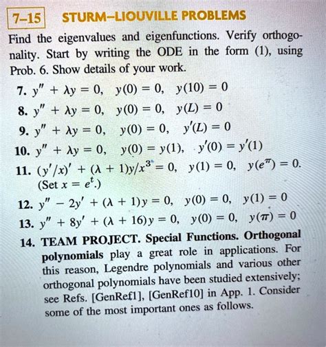 Solved Sturm Liouville Problems Find The Eigenvalues And