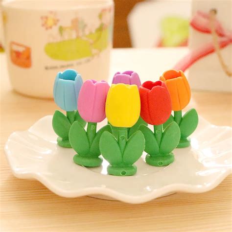 48pclot Lovely Flowers Rubber Eraserplant Erasers Creative