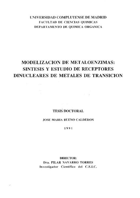 Pdf Modelizacion De Metaloenzimas S Ntesis Y Estudio De Receptores