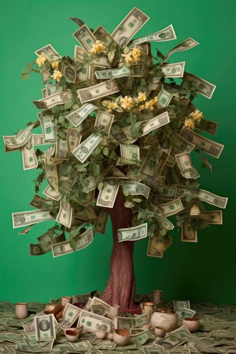 Money Tree With International Currency Notes As Leaves Stock