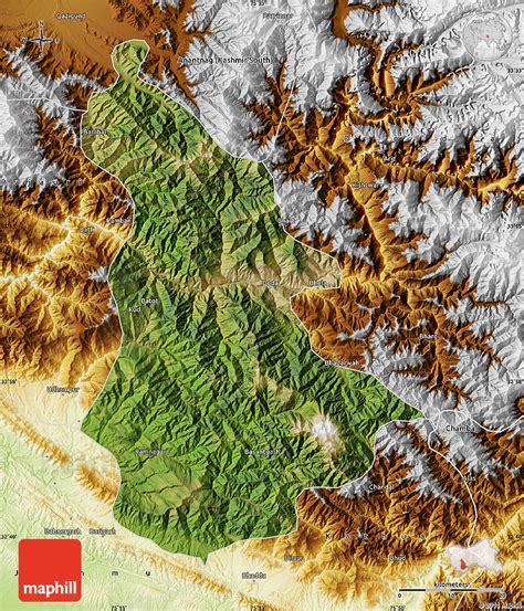 Satellite Map of Udhampur, physical outside