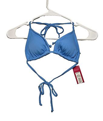 Xhilaration Juniors Ribbed Bikini Top Size S Blue Triangle Bikini