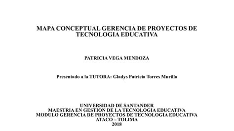 Mapa Conceptual Gerencia de Proyectos de Tecnología Educativa PPT