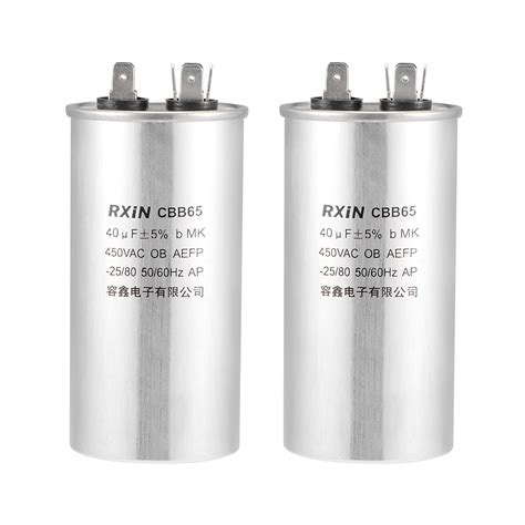 Uxcell 40uf AC 450V 50 60 Hz CBB65 Motor Run Capacitor 2 Pack Walmart