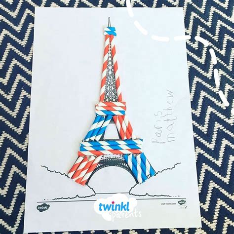 Straw Eiffel Tower Straw Crafts Crafts For Kids Eiffel