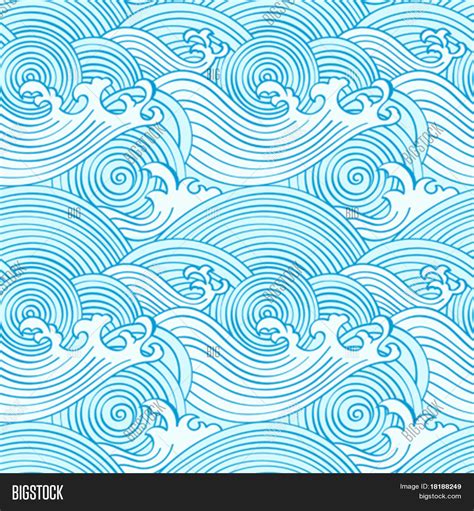 Japanese Seamless Waves Pattern In Ocean Colors Stock Vector Stock