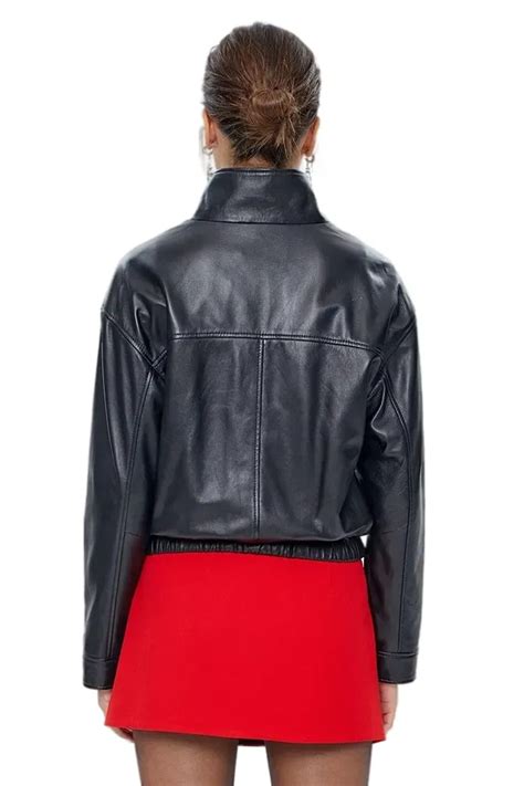 Flora Women S 100 Real Black Leather Pleated Oversized Jacket