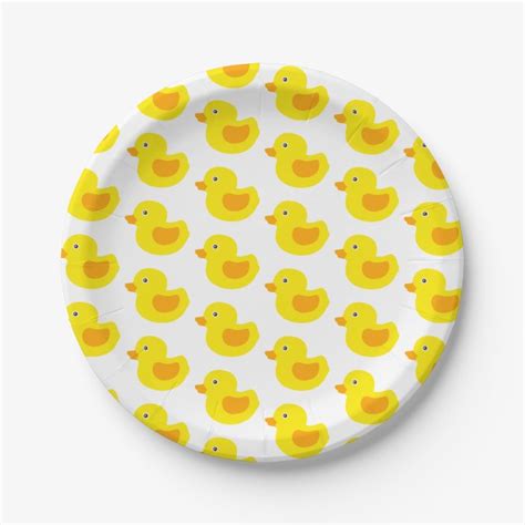 Adorable Yellow Rubber Ducks Duckies Paper Plate