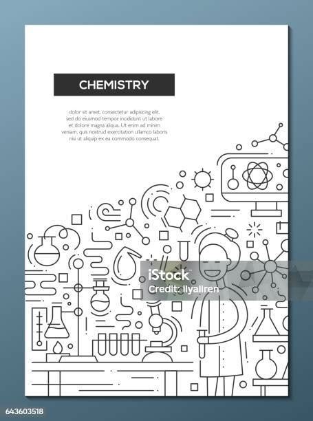 Kimia Desain Garis Brosur Poster Template A4 Ilustrasi Stok Unduh