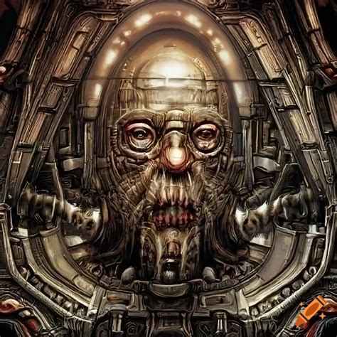 Sci Fi Illustration Of Hatebook In An Alien Biomechanical Environment