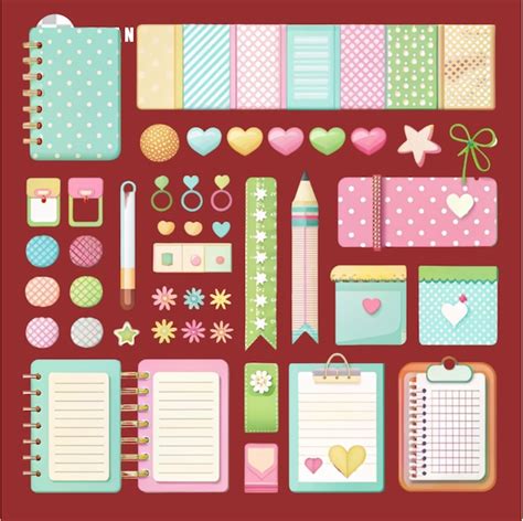 Premium PSD Lovely Planner Scrapbook Elements Collection On