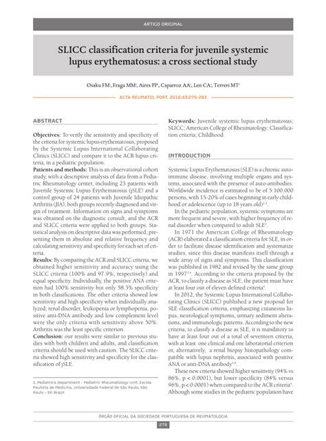 slicc classification criteria  juvenile systemic lupus