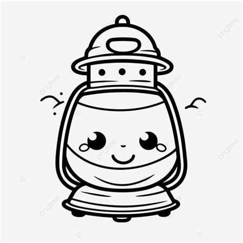 Very Cute Cartoon Lantern Coloring Page Outline Sketch Drawing Vector