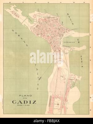 Cádiz Mapa de ciudad Vintage plan España 1899 Fotografía de stock